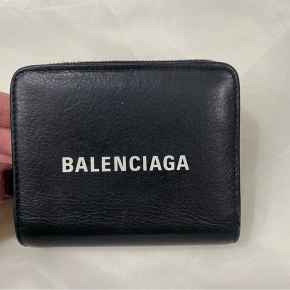 Balenciaga Black Leather Compact Wallet